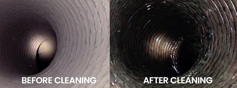 Top Signs Your Raleigh Home Needs Professional Duct Cleaning 1 Before and after photos of dirty vs clean air ducts in a Raleigh home