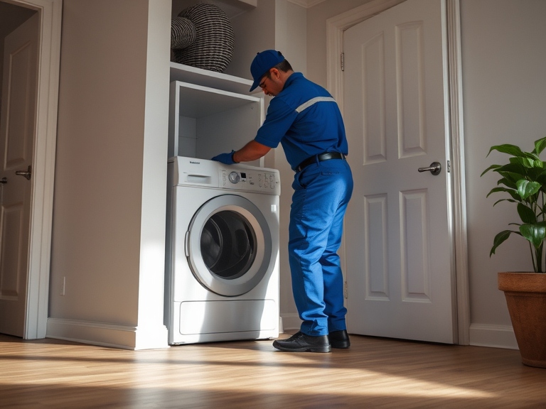 Dryer Vent Cleaning for Large Raleigh Homes: Expert Services in Wake County 2 DuctNClean technician performing professional dryer vent cleaning in Raleigh North Carolina home