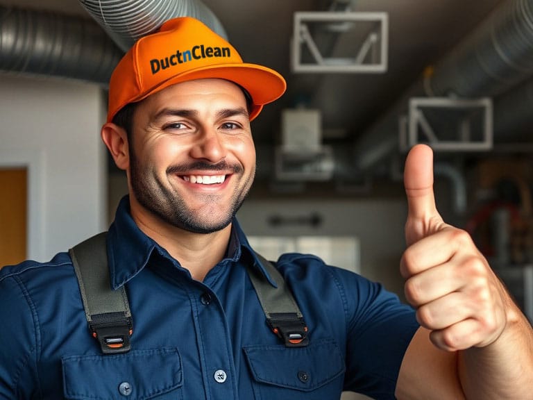DuctNClean technician providing professional air duct cleaning service in Raleigh, NC