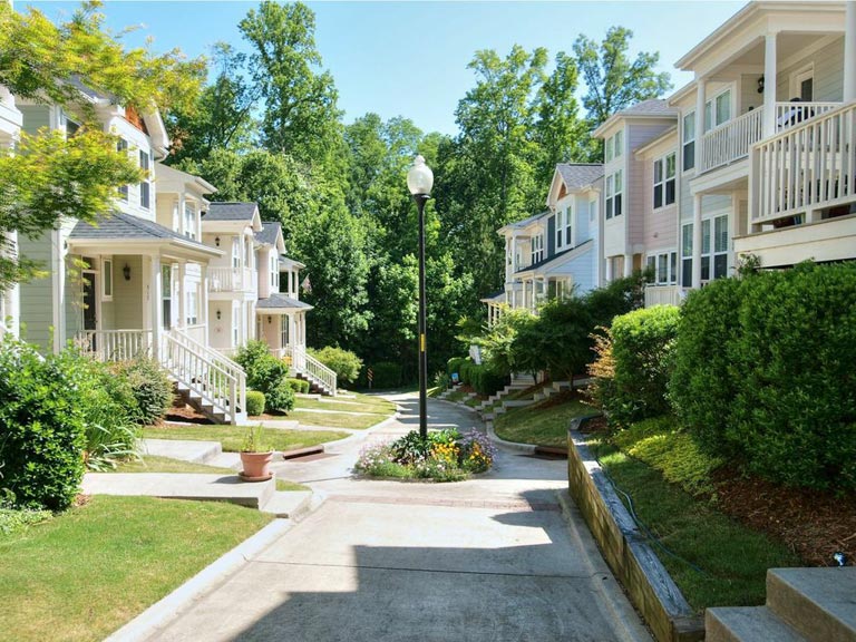 Scotts Mill in Apex NC—front-porch homes and tree-lined streets where professional air duct and dryer vent cleaning improves indoor air quality